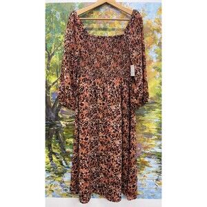 NWT Beach Lunch Lounge Collection Dress Med Smocked Long Sleeve Dress Khaleesi M